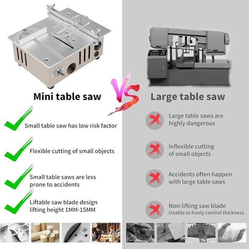 Mini Table Saw for Crafts, 7'' 96W Mini Multi Functional Table Saw, Dual-Motor Control for Cutting, Grinding,Engraving and Drilling, Speed & Angle Adjustable for Wood/PCB/Acrylic/Plastic in Saudi Arabia