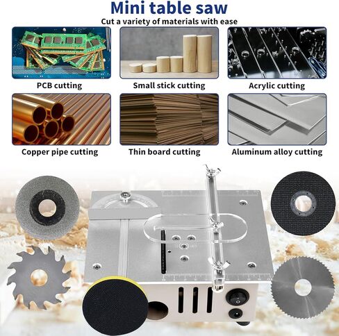 Mini Table Saw for Crafts, 7'' 96W Mini Multi Functional Table Saw, Dual-Motor Control for Cutting, Grinding,Engraving and Drilling, Speed & Angle Adjustable for Wood/PCB/Acrylic/Plastic in Saudi Arabia