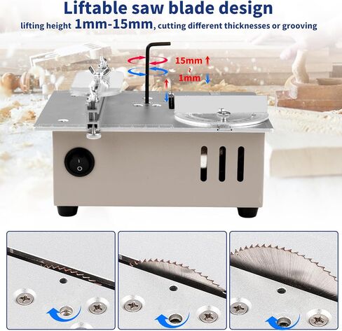 Mini Table Saw for Crafts, 7'' 96W Mini Multi Functional Table Saw, Dual-Motor Control for Cutting, Grinding,Engraving and Drilling, Speed & Angle Adjustable for Wood/PCB/Acrylic/Plastic in Saudi Arabia
