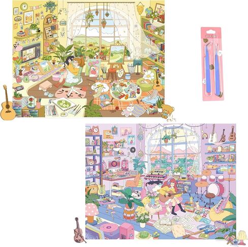 علاج ملصقات مشهد ثلاثي الأبعاد للبالغين والأطفال كتابين مع 12 مجموعة من ملصقات المنزل ثلاثية الأبعاد DIY تتميز بموضوعات مختلفة in Kuwait