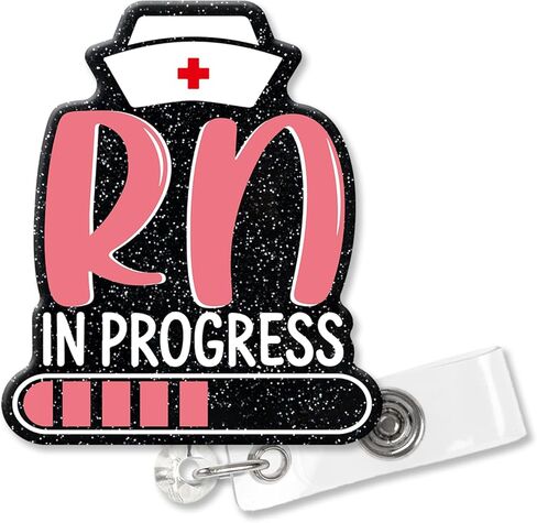 XQLZY It's Fine I'm Fine Everything is Fine Silver Glitter Cute Badge Reel Retractable with Alligator Clip, Funny Cat ID Badge Holder Gift for Nurse Doctor Colleagues Firefighters Social Workers in Saudi Arabia