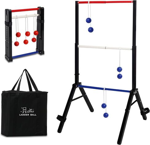 Metal Frame Ladder Ball Game Set - Portable Outdoor Games Ladder Toss with Scorekeeper - Includes 6 Bolas and Carry Case in Saudi Arabia