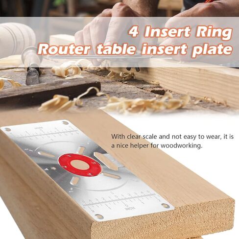 Router Table Insert Plate,Router Table Insert Plate Aluminum Trimming Machine Engraving Flip Board with 4 Rings for Woodworking in Saudi Arabia