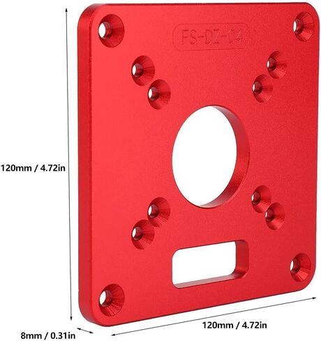 Aluminum Alloy 6061 Router Base Plate, 120 x 120 x 8mm Double Scale Router Table Insert Plate, Router Insert Plate Woodworking Trimming Engraving Machine, Red in Saudi Arabia