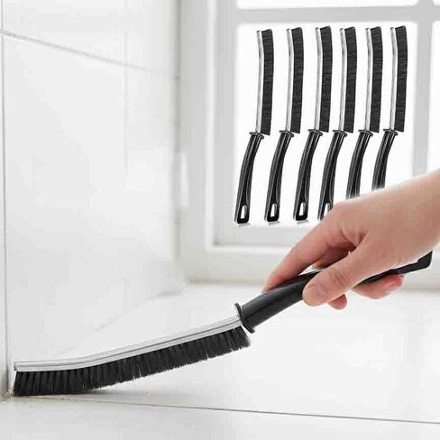 CrafTreat Hard Bristle Crevice Cleaning Brush – 6 Pack (Black) – Gap Scrub Brushes for Kitchen, Bathroom, Window Tracks, Grout, Car & Tight Spaces – Household Cleaning Tool in Saudi Arabia