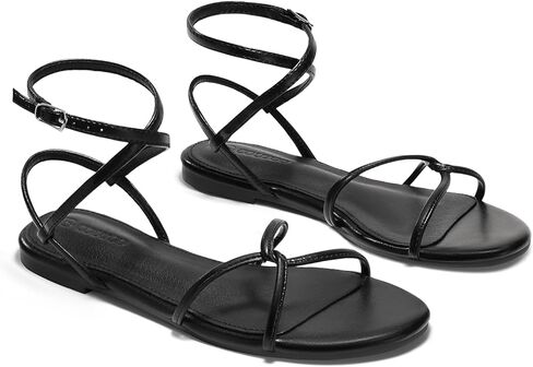 Coutgo Womens Flat Sandals Strappy Open Toe Cross Lace Up Ankle Strap Summer Dressy Beach Shoes in Saudi Arabia