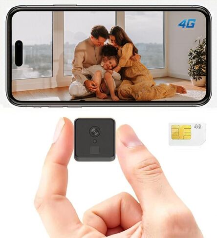 كاميرا مخفية بدقة 4K، كاميرا أمان بدون شبكة WiFi مع بطاقة SIM 4G، كاميرا مخفية لكاميرا المربية، كاميرات صغيرة مخفية لاسلكية، كاميرات سرية للتجسس، التحكم في التطبيقات مع كشف الحركة والرؤية الليلية in Kuwait