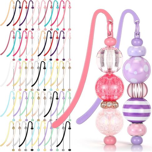 50 Pcs Beadable Bookmarks DIY Metal Blank Bar Bookmark Silver for Beads Modern Bead Craft Jewelry Pendant Charm Gift for Book Lovers Student Teacher Office Supplies in Saudi Arabia