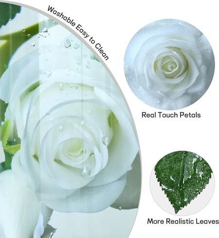 White Fake Flowers for Wedding Decor,Realistic Artificial Flowers Indoor 5 Bouquets for Room Decor,Real Touch Fake Roses for Bathroom Home Garden Kitchen Rrch Cake Bride Centerpieces Backdrop Decor in Saudi Arabia