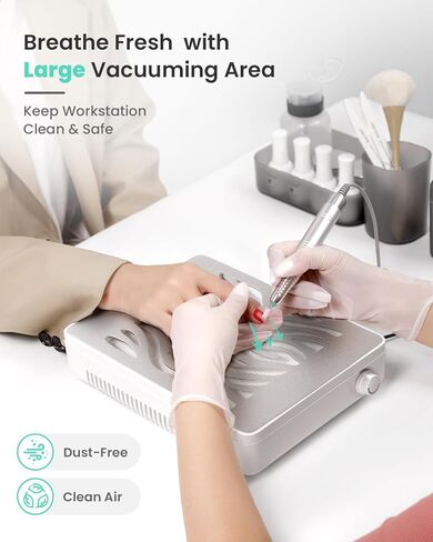 جهاز تجميع غبار الأظافر - 4000 دورة في الدقيقة، جهاز تجميع غبار الأظافر الاحترافي مع فلتر قابل لإعادة الاستخدام، مجمع غبار مروحة الأظافر 608 باسكال، جهد مزدوج in Kuwait