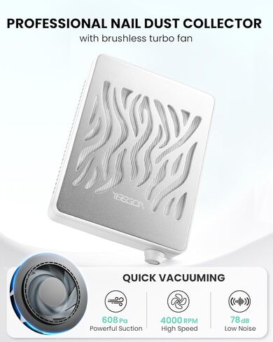 جهاز تجميع غبار الأظافر - 4000 دورة في الدقيقة، جهاز تجميع غبار الأظافر الاحترافي مع فلتر قابل لإعادة الاستخدام، مجمع غبار مروحة الأظافر 608 باسكال، جهد مزدوج in Kuwait