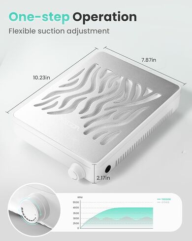 جهاز تجميع غبار الأظافر - 4000 دورة في الدقيقة، جهاز تجميع غبار الأظافر الاحترافي مع فلتر قابل لإعادة الاستخدام، مجمع غبار مروحة الأظافر 608 باسكال، جهد مزدوج in Kuwait