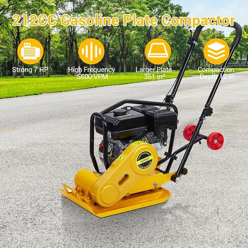 7HP Plate Compactor, 212CC Gas Engine Jump Jack Compactor, 4200 Lb Compacting Force, 5600 VPM Pavement 22.1x15.9 Inch Plate Compactor for Sidewalks, Asphalt, Pavers, Landscaping in Saudi Arabia