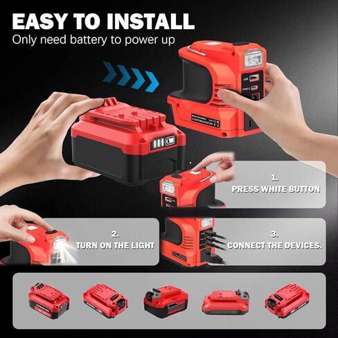 220W Power Inverter for Craftsman 20V V20 Battery,DC 20V to AC 110-120V Battery Inverter,Power Station Generator,Charger Adapter with 1 USB Port & 1 Type-C & 1 AC Outlet &1 DC Output 12V/5A,LED Light in Saudi Arabia