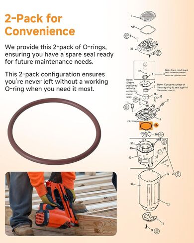 2 قطعة 403992 حلقة O متوافقة مع Paslode مسمار بندقية اسطوانة ختم حلقة استبدال المطاط FKM البني ل Paslode الاحتفاظ حلقة صيانة مسمار تأطير اللاسلكي in Kuwait