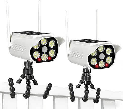 Solar Powered Fake Dummy Camera, Simulated Surveillance Dome Cameras with Motion Sensor, IP66 Waterproof Outdoor Security Light for Porh Fence Garages Warehouses (Octopus Tripod/6000K) in Saudi Arabia
