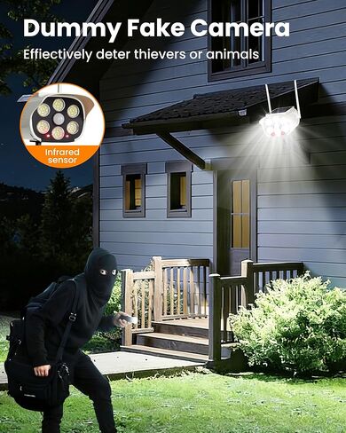Solar Powered Fake Dummy Camera, Simulated Surveillance Dome Cameras with Motion Sensor, IP66 Waterproof Outdoor Security Light for Porh Fence Garages Warehouses (Octopus Tripod/6000K) in Saudi Arabia