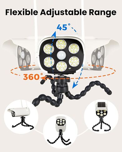 Solar Powered Fake Dummy Camera, Simulated Surveillance Dome Cameras with Motion Sensor, IP66 Waterproof Outdoor Security Light for Porh Fence Garages Warehouses (Octopus Tripod/6000K) in Saudi Arabia