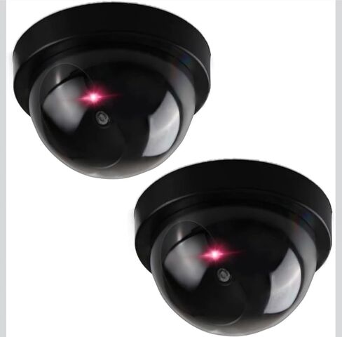 كاميرا أمان وهمية، كاميرا مراقبة على شكل قبة وهمية مع ضوء LED أحمر وامض، كاميرا CCTV وهمية تعمل بالبطارية لمنع سرقة المنزل والعمل، أسود in Saudi Arabia