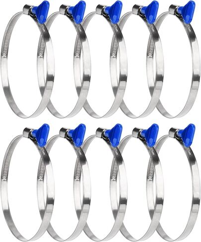 10 Pcs 90-112mm Adjustable Key-Type Stainless Steel Hose Clamps Thumb Screw Pipe Clamps for Pipeline Engineering, Dryer Ventilation Outlets, Dust Collection Hoses, Ducts, PVC Pipes in Saudi Arabia