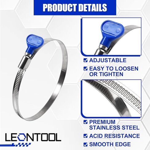 10 Pcs 90-112mm Adjustable Key-Type Stainless Steel Hose Clamps Thumb Screw Pipe Clamps for Pipeline Engineering, Dryer Ventilation Outlets, Dust Collection Hoses, Ducts, PVC Pipes in Saudi Arabia