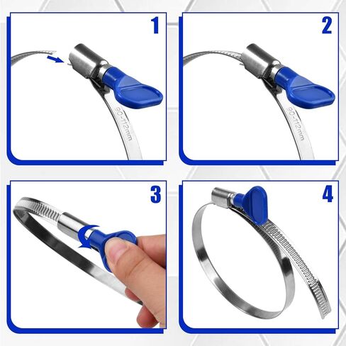 10 Pcs 90-112mm Adjustable Key-Type Stainless Steel Hose Clamps Thumb Screw Pipe Clamps for Pipeline Engineering, Dryer Ventilation Outlets, Dust Collection Hoses, Ducts, PVC Pipes in Saudi Arabia