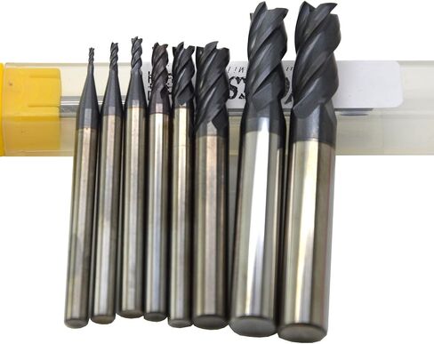 Wokesi Pack of 8,0.5/1/1.5/2/2.5/3/4/6mm Blade Diameter,Square Nose End Mill Set,4 Flute,HRC55,TiAlN Coated,Solid Tungsten Carbide,Router Bits Cutting Milling Tools(0.5/1/1.5/2/2.5/3/4/6mm HRC55) in Kuwait