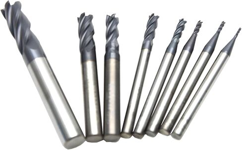 Wokesi Pack of 8,0.5/1/1.5/2/2.5/3/4/6mm Blade Diameter,Square Nose End Mill Set,4 Flute,HRC55,TiAlN Coated,Solid Tungsten Carbide,Router Bits Cutting Milling Tools(0.5/1/1.5/2/2.5/3/4/6mm HRC55) in Kuwait