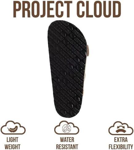 صنادل شاطئ من الجلد الطبيعي 100% من Project Cloud للنساء مع شرائح خفيفة الوزن ومريحة للنساء - إبزيم كبير غير قابل للانزلاق مع صنادل نسائية من الإسفنج الذكي (جاردا) in Kuwait