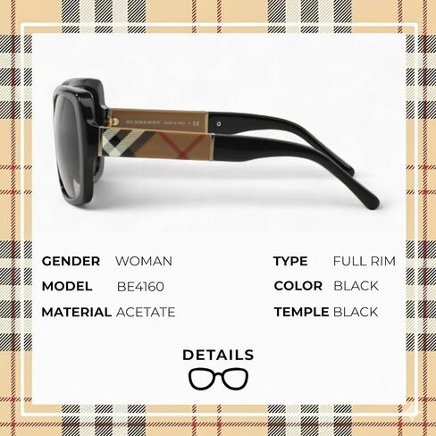 Burberry BE4160 Square Square Acetate Sunglasse مع مجموعة نظارات فاخرة in Saudi Arabia