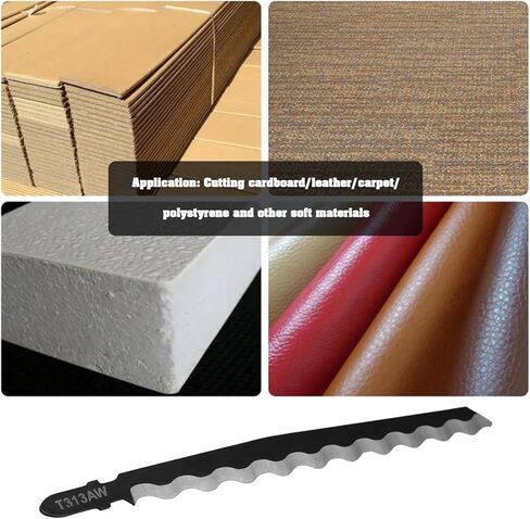 eMagTech 3PCS T313AW Jigsaw Blade T Shank HCS Jig Saw Blade Soft Material Jigsaw Blade for Cutting Cardboard Leather Carpet Total Length 152mm Thickness 1mm Working Length 126mm in Saudi Arabia