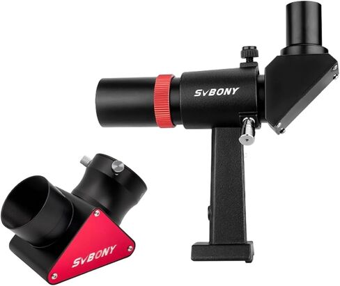 SVBONY SV182 Finderscope، مكتشف بصري للصورة الصحيحة بالزاوية اليمنى، نطاق مكتشف 6 × 30 مع حزمة شعيرات متقاطعة وقوس مع مرآة عازلة كهربية مقاس 2 بوصة قطرية للنجمة SVBONY SV188، مرآة قطرية 90 درجة in Kuwait