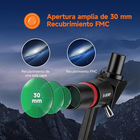 SVBONY SV182 Finderscope، مكتشف بصري للصورة الصحيحة بالزاوية اليمنى، نطاق مكتشف 6 × 30 مع حزمة شعيرات متقاطعة وقوس مع مرآة عازلة كهربية مقاس 2 بوصة قطرية للنجمة SVBONY SV188، مرآة قطرية 90 درجة in Kuwait