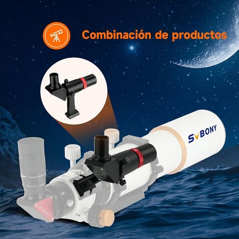 SVBONY SV182 Finderscope، مكتشف بصري للصورة الصحيحة بالزاوية اليمنى، نطاق مكتشف 6 × 30 مع حزمة شعيرات متقاطعة وقوس مع مرآة عازلة كهربية مقاس 2 بوصة قطرية للنجمة SVBONY SV188، مرآة قطرية 90 درجة in Kuwait