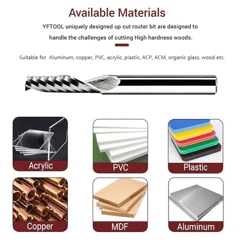 36h Continuous Cutting Aluminum 1/4 Shank Router Bits: K20 Performance Carbide CNC O Flute Spiral Upcut End Mills for ACP, Acrylic, PVC , HDPE & Plastic, Wood 1 Inch CL, 2 1/2 OVL in Saudi Arabia