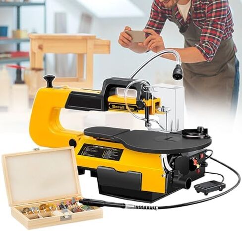 Desktop Scroll Saw, 16 Inch Household Multiple Wood Cutting Machine,Adjustable Worktop, 550-1650 RPM Variable Speed Scroll Saw in Saudi Arabia