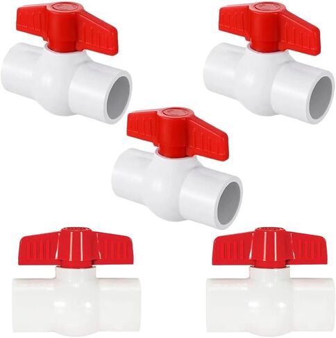 1-1/2'' PVC Ball Valves, Valve Water Shut Off Valves, Pipe Fittings, Turn Red T-Handle Shut-Off Valve, for Cold Water Supply lines, Swiming Pool, Sewage Pump, Irrigation System (Pack of 2) in Saudi Arabia