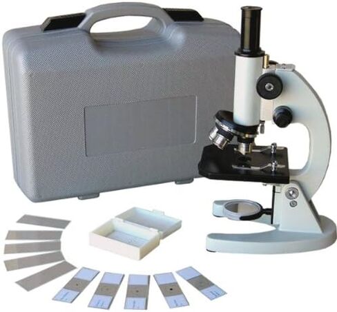 AmScope M60A-TK 40X-640X Glass Optics All-Metal Monocular Student Compound Microscope + Prepared & Blank Slides in Saudi Arabia