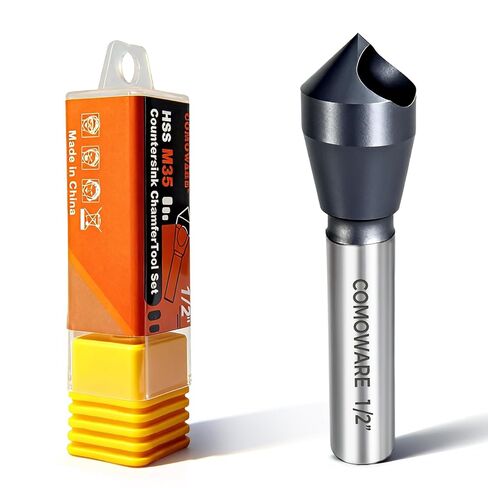 COMOWARE M35 Countersink 1/2" TiAIN Coated Chamfer Tool M35 Chamfer Bit 90-Degree Countersink Drill Bit Set for Wood & Metal, Heavy Duty Countersink Bit SAE in Saudi Arabia