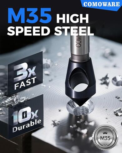 COMOWARE M35 Countersink 1/2" TiAIN Coated Chamfer Tool M35 Chamfer Bit 90-Degree Countersink Drill Bit Set for Wood & Metal, Heavy Duty Countersink Bit SAE in Saudi Arabia