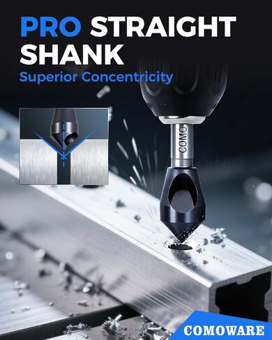 COMOWARE M35 Countersink 1/2" TiAIN Coated Chamfer Tool M35 Chamfer Bit 90-Degree Countersink Drill Bit Set for Wood & Metal, Heavy Duty Countersink Bit SAE in Saudi Arabia