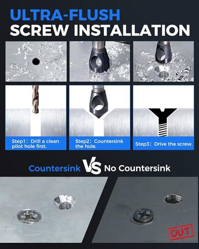 COMOWARE M35 Countersink 1/2" TiAIN Coated Chamfer Tool M35 Chamfer Bit 90-Degree Countersink Drill Bit Set for Wood & Metal, Heavy Duty Countersink Bit SAE in Saudi Arabia