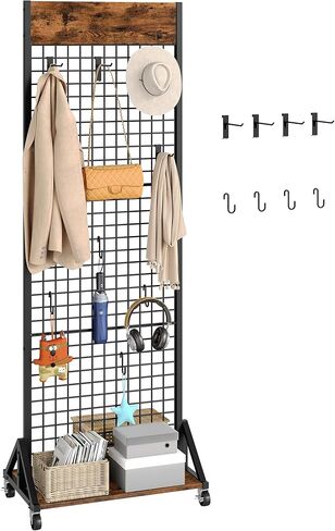 لوحة جدار الشبكة ، 2 '× 5.7' FT ، رف شاشة Gridwall ، وقصة عرض للبيع بالتجزئة ، مع 4 خطافات على شكل S و 4 خطاطين ملابس ، للدخول ، والدراسة ، والمطبخ ، والهواء الطلق ، TCJ27BB الأسود in Kuwait