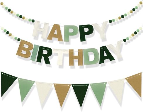 Oudain 2 Pack Boho Rainbow Happy Birthday Banner Pre-Strung Felt Ball Garland Triangle Flags 3D Happy Birthday Sign Reusable Boho Decorations for Women Boys Girls Party Decor Photo Prop in Saudi Arabia