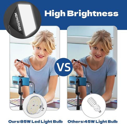 Photography Softboxes Kit with 8.5x10ft Backdrop Stands, 5 Tripod Stands, 3 Color Background Screen, Softbox with 85W Led Bulb, Photo Studio Equipment for Video Shoot, Product & Portrait in Saudi Arabia