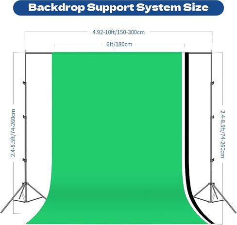 Photography Softboxes Kit with 8.5x10ft Backdrop Stands, 5 Tripod Stands, 3 Color Background Screen, Softbox with 85W Led Bulb, Photo Studio Equipment for Video Shoot, Product & Portrait in Saudi Arabia
