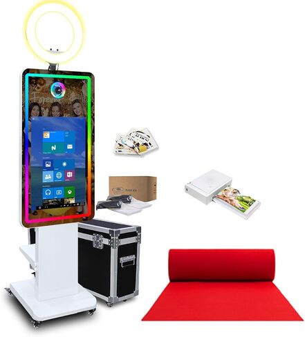 Mirror Photo Booth Machine with 32in Interactive Touch Screen and Flight Case,Built-in Mini Computer,Instant Printing Magic Mirror Photo Booth for Birthday, Wedding Party Events (Machine) in Saudi Arabia