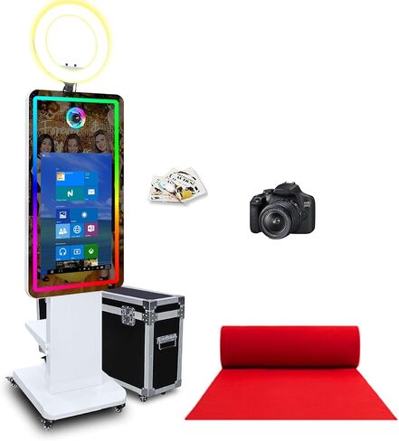 Mirror Photo Booth Machine with 32in Interactive Touch Screen and Flight Case,Built-in Mini Computer,Instant Printing Magic Mirror Photo Booth for Birthday, Wedding Party Events (Machine) in Saudi Arabia