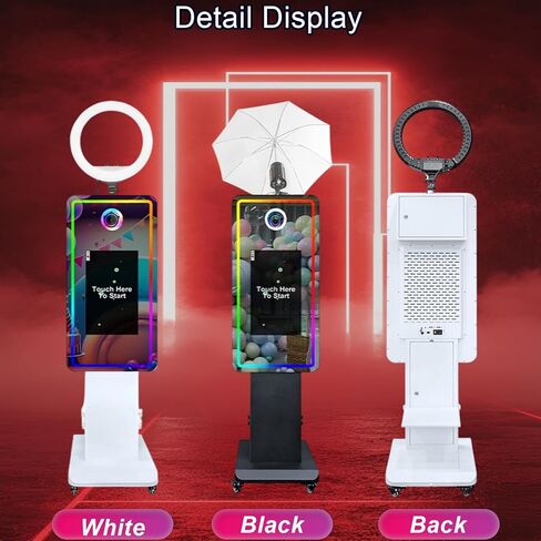 Magic Mirror Photo Booth with 21.5 Inch Touchscreen, with Camera and Printer, Portable DSLR Photobooth Machine Includes Flight Case for Wedding Birthday Graduation Events (White, Fill Light) in Saudi Arabia