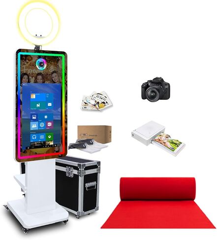 Mirror Photo Booth Machine with 32in Interactive Touch Screen and Flight Case,Built-in Mini Computer,Instant Printing Magic Mirror Photo Booth for Birthday, Wedding Party Events (Machine) in Saudi Arabia